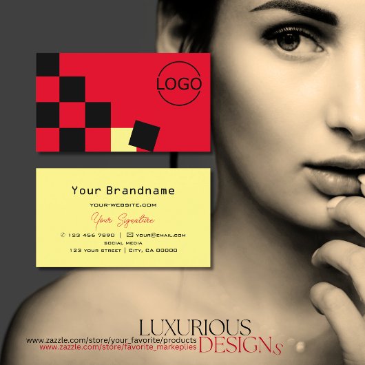 Carte De Visite Jaune rouge et noir avec logo