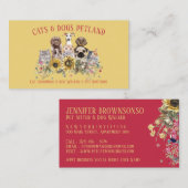 Carte De Visite Jaune rouge tournesol chien Walker chat Grooming P (Devant / Derrière)