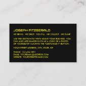 Carte De Visite Jaune Sauter, Sauter/Dumster Company (Dos)