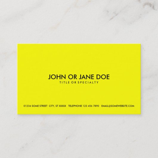 Carte De Visite jaune simple (Devant)