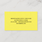 Carte De Visite Jaune Simple Moderne Professionnel (Dos)