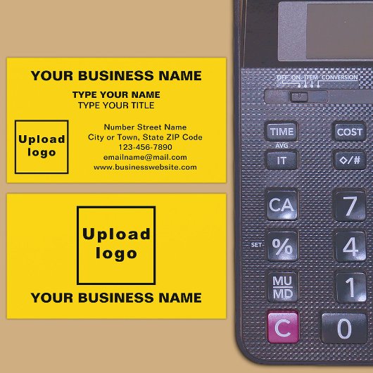 Carte de visite jaune style centré