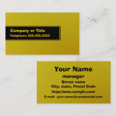 Carte De Visite Jaune sur le noir sur le jaune (Devant / Derrière)