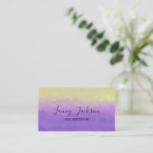 Carte De Visite Jaune tendance et violet clair abstrait (Debout devant)