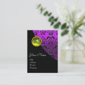 Carte De Visite JAUNE TOPAZ DAMASK MONOGRAM, violet violet (Debout devant)