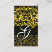 Carte De Visite JAUNE TOPAZ NOIR DAMASK MONOGRAM, or (Dos)