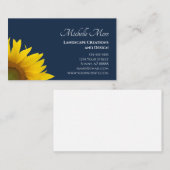 Carte De Visite Jaune Tournesol Botanique Boho Marine Bleu (Devant / Derrière)