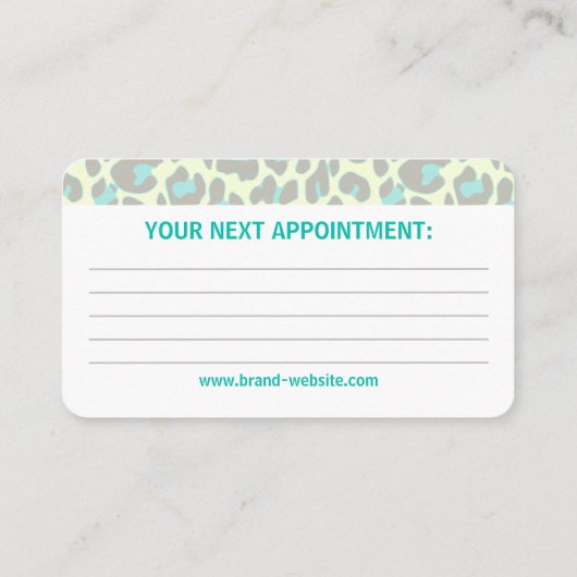 Carte De Visite Jaune Turquoise Empreinte de léopard Rockabilly Mo (Dos)