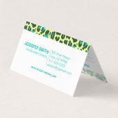 Carte De Visite Jaune Turquoise Empreinte de léopard Rockabilly Mo (Dos)