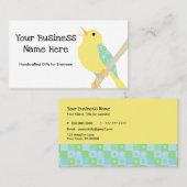 Carte de visite jaune v de patchwork d'oiseau (Devant / Derrière)