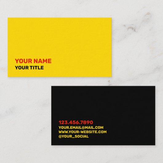 Carte de visite jaune vif (Devant / Derrière)