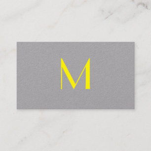 Carte De Visite jaune vif et gris - ajoutez un monogramme
