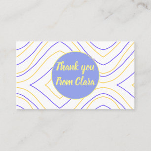 Carte De Visite Jaune violet ajouter nom merci titre lignes courbe