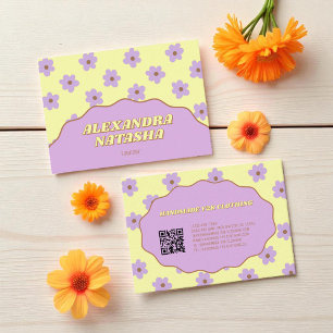 Carte De Visite Jaune violet Y2K Fleur habillement artisanal