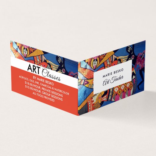 Carte De Visite Jazzy Graffiti Art, professeur d'art, détails (Extérieur)