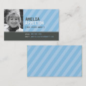 CARTE DE VISITE :: jazzy photo bleu strié (Devant / Derrière)