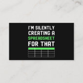 Carte De Visite Je crée silencieusement une feuille de calcul pour (Dos)