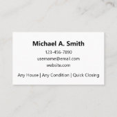 Carte De Visite Je paie en espèces pour les maisons (Dos)