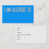 CARTE DE VISITE "JE SUIS ALLERGIQUE " (Devant / Derrière)