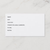 CARTE DE VISITE "JE SUIS ALLERGIQUE " (Dos)