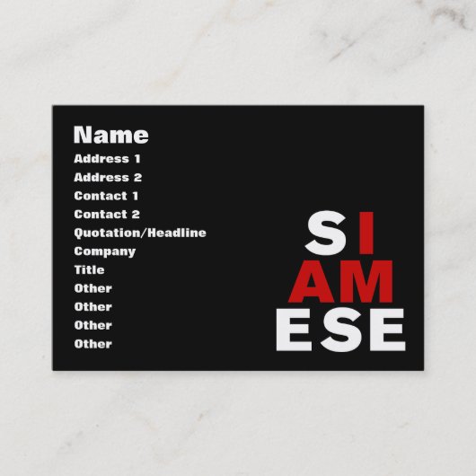 CARTE DE VISITE JE SUIS SIAMESE (Devant)