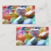 Carte De Visite Je t'aime, en sucrerie de coeur (Devant / Derrière)