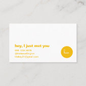 Carte De Visite Je Viens De Vous Rencontrer. | Dîner Jaune amusant (Dos)