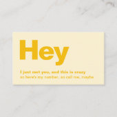 Carte De Visite Je Viens De Vous Rencontrer. | Dîner Jaune amusant (Devant)