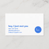 Carte De Visite Je Viens De Vous Rencontrer. | Fun Blue Dating Cal (Dos)