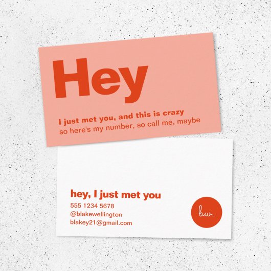 Carte De Visite Je Viens De Vous Rencontrer. | Red Pink Dating Me