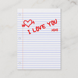 Carte De Visite je vous aime : papier carnet