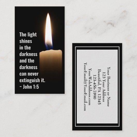 Carte De Visite Jean 1:5 La lumière brille dans l'obscurité (Devant / Derrière)