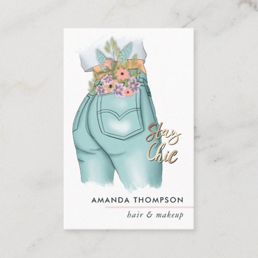 Carte De Visite Jeans floraux chics (Devant)