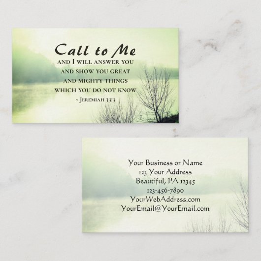 Carte De Visite Jérémie 33:3 Appelle-Moi et Je Te Répondrai (Devant / Derrière)