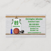 Carte De Visite Jersey de basketball blanc et vert personnalisé (Devant)