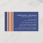 Carte De Visite Jersey Sport Blue Orange avec nom et numéro (Dos)