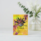 Carte De Visite JESTER NOIR ROUGE MASK Masquerade Party Jaune (Debout devant)