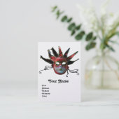 Carte De Visite JESTER ROUGE NOIR MASK Masquerade Party Pearl (Debout devant)