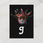 Carte De Visite JESTER ROUGE NOIR MASK Masquerade Party Pearl (Dos)