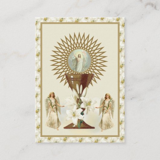 Carte De Visite Jésus catholique Eucharistie Anges Prière Pâques (Devant)