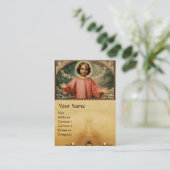 CARTE DE VISITE JÉSUS ENFANT AUX ANGES ET COURONNES DE NOËL (Debout devant)
