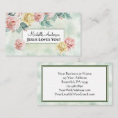 Carte De Visite Jésus T'Aime ! Belles Roses Roses Roses Roses Rose (Devant / Derrière)