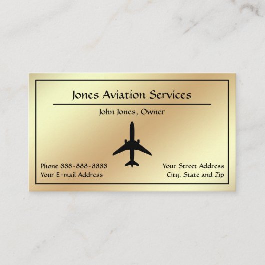 Carte de visite Jet Plane Service d'aviation pilot (Devant)