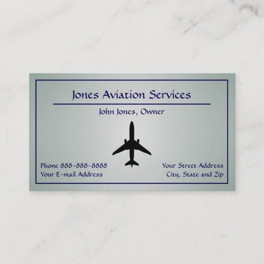 Carte de visite Jet Plane Service d'aviation pilot (Devant)