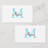 Carte De Visite jeté simple minimal ajouter nom monogramme rose ro (Devant / Derrière)