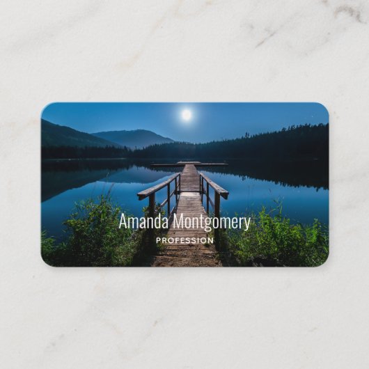 Carte De Visite Jetée de nuit sous une Pleine lune (Devant)