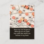 Carte De Visite Jeu de Bingo de prière de photos commémoratives (Devant)