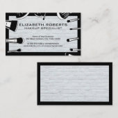 Carte De Visite Jeu de brosses de maquillage | Mur en brique blanc (Devant / Derrière)