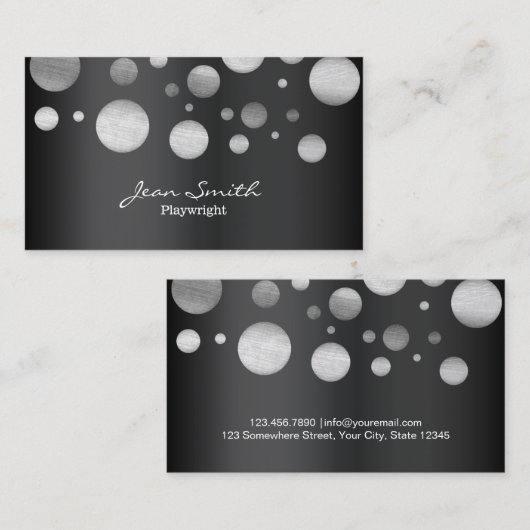 Carte De Visite Jeu de points noirs et blancs moderne (Devant / Derrière)