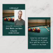 Carte De Visite Jeu de pool Memorial Keepsaké (Devant / Derrière)